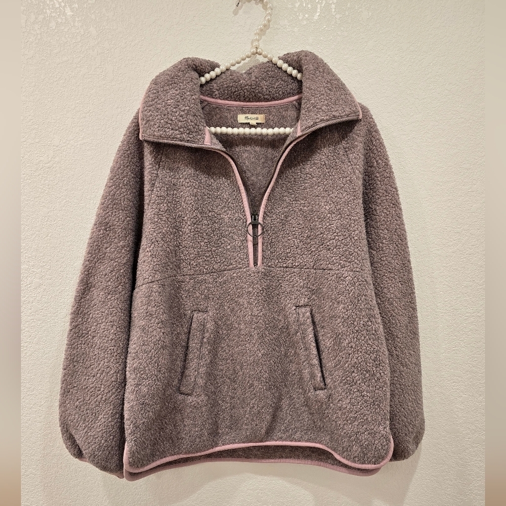 Madewell Polartec Fleece Half-Zip Jacket Size L in Hthr Cherry Blossom